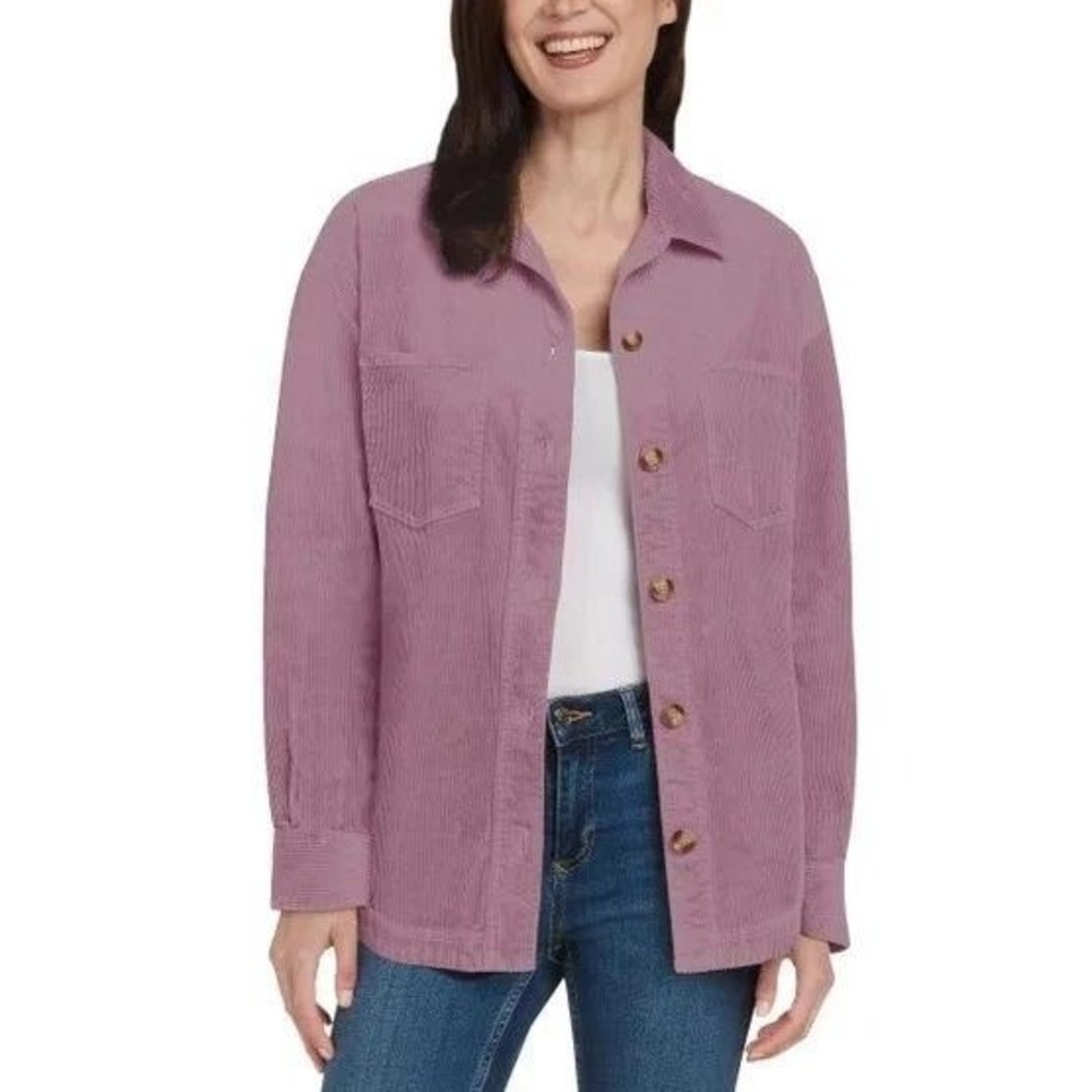 NWT Matty M Women's M Purple The Corduroy Shirt Jacket Cotton Spandex